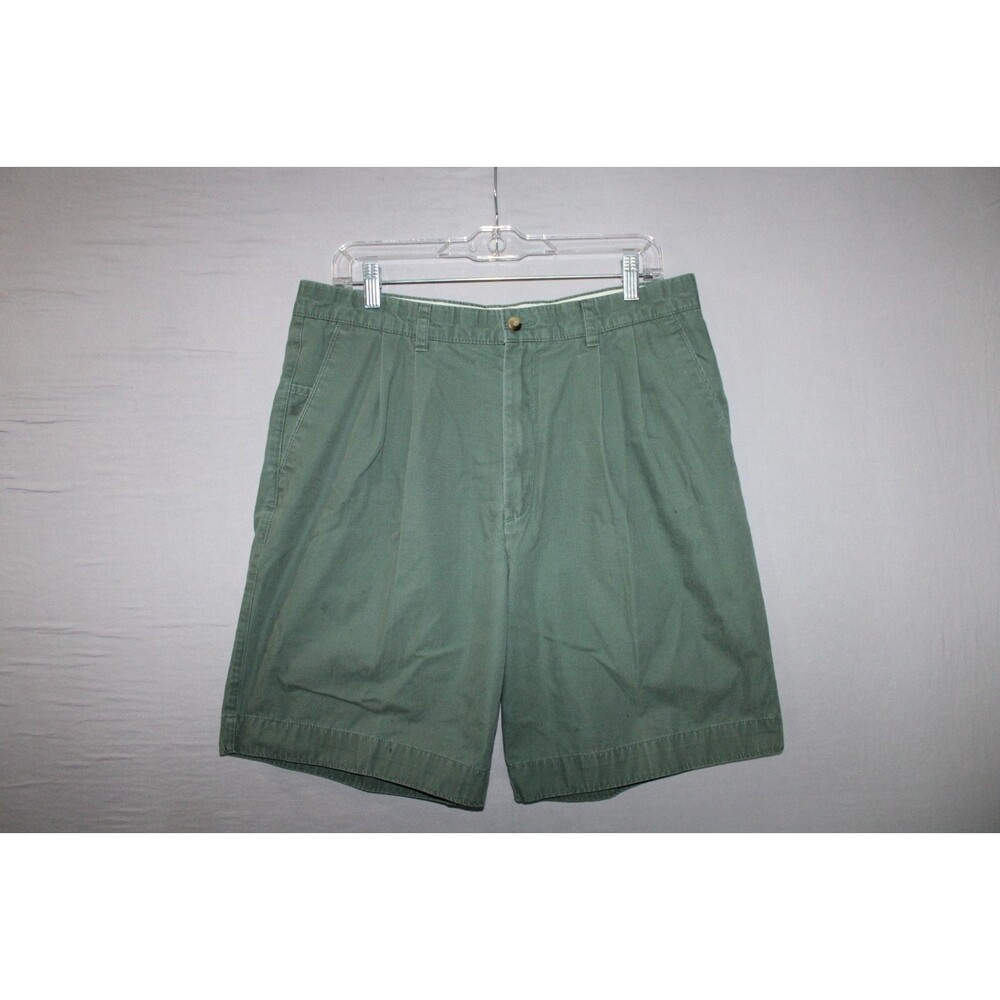 Dockers Mens Green Pleated Chino Shorts Size 33